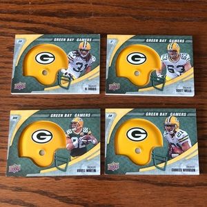 4 Green Bay Packers mini-helmet football cards